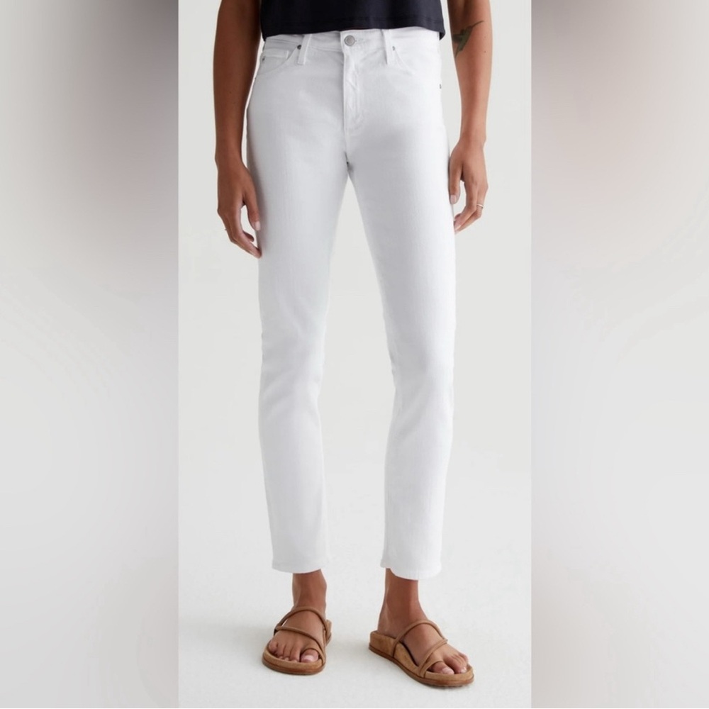 AG Adrianno Goldschmied Jeans Women White The Prima Mid Rise Cigarette Ankle